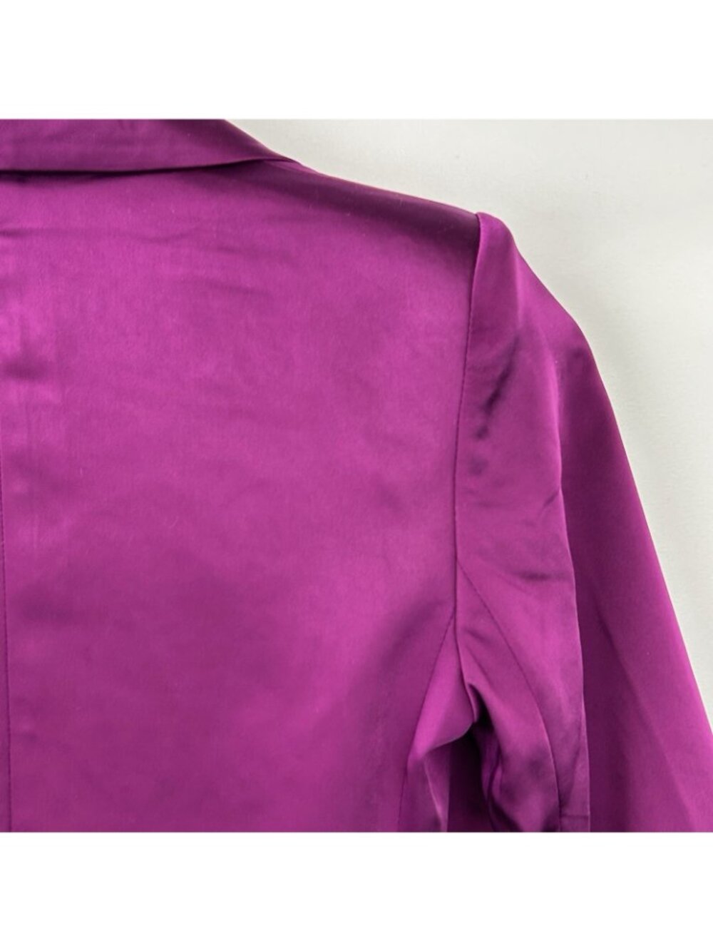 Express Women’s size XS Fuchsia Satin Blazer One Button Notch Jacket NWT$168 - Picture 11 of 15
